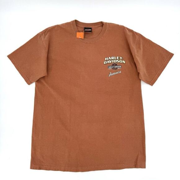 HARLEY DAVIDSON 2014 Orange Jamaica T Shirt Men's Size Large Pin-Up Girl Babe - Picture 4 of 9